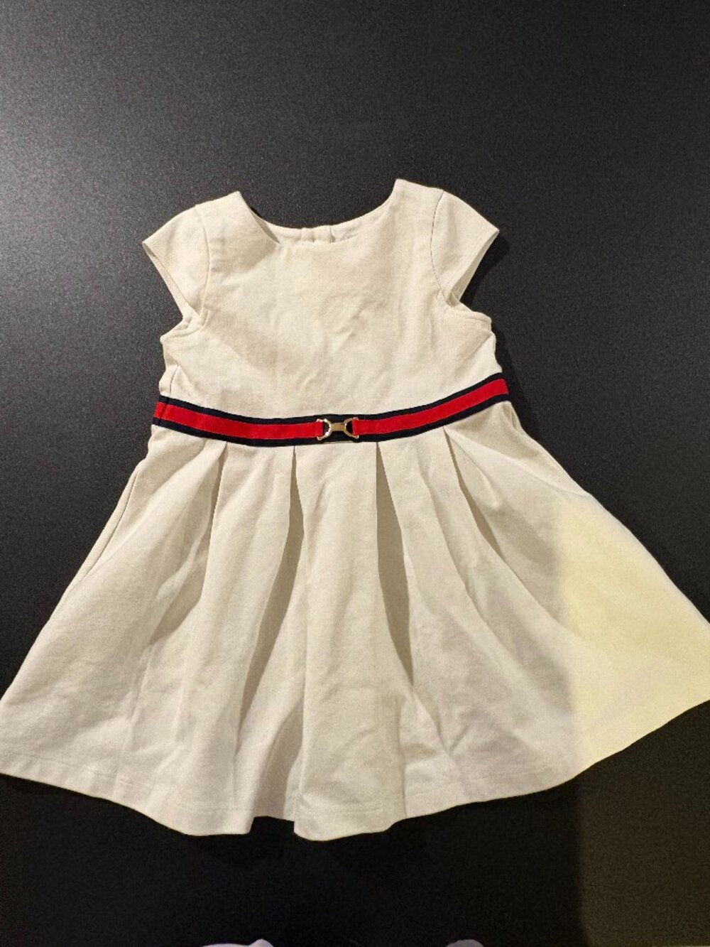 White with red and blue Dress size 3